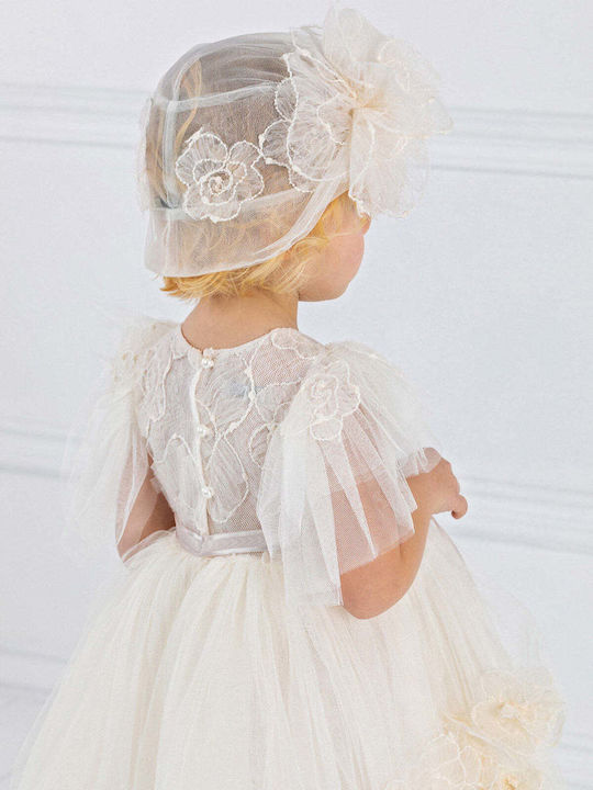 Designer's Cat White Baptism Dress made of Tulle