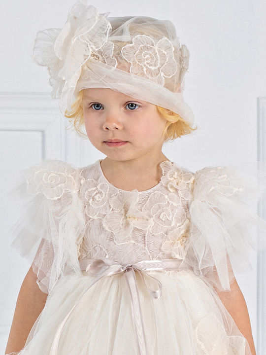 Designer's Cat White Baptism Dress made of Tulle