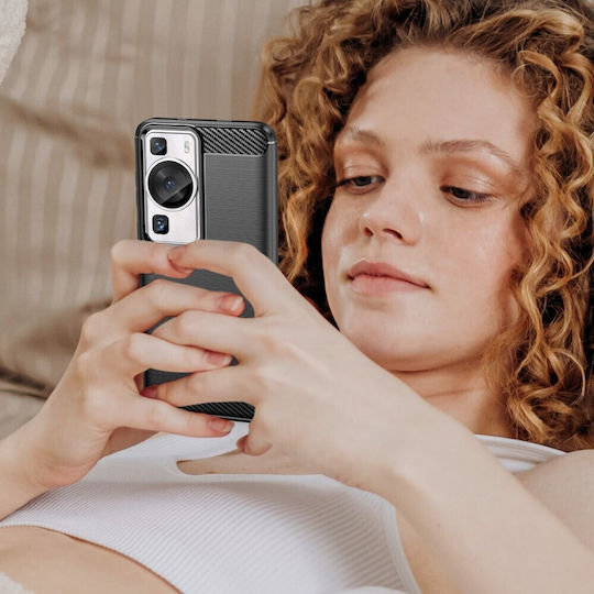 Umschlag Rückseite Kunststoff / Silikon Schwarz (Huawei P60)