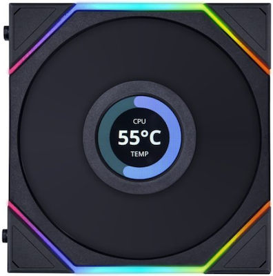 Lian Li 12TLLCD3B Case Fan 120mm with RGB Lighting and Connection 4-Pin PWM / 9-Pin 3pcs