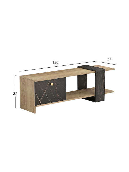 TV Stand Black Marble L120xW25xH37cm