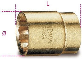 Beta Hexagon Socket with Frame Host 1/2" Diameter 50mm