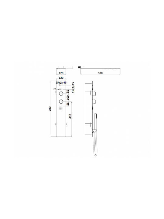 Sparke Oneral-13 Built-in Mixer, Hand Shower & Shower Head Set for Shower 2 Exits Black
