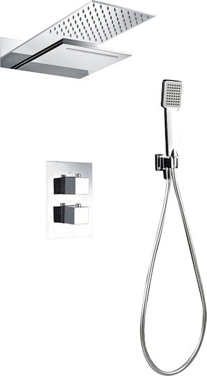 Excel Set Mischer, Handbrause & Duschkopf für Wandmontage für Dusche Silber
