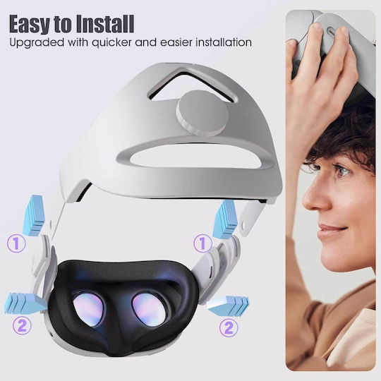 Orzero&Newzerol Aaz146x1 Elite Strap Replacement For Quest 3 VR Cover in White color