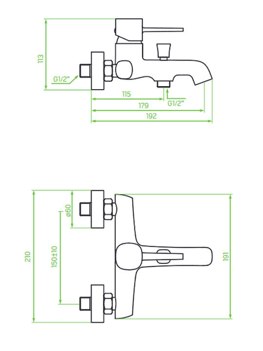 Laveo Pola Mixing Bathtub Shower Faucet Black