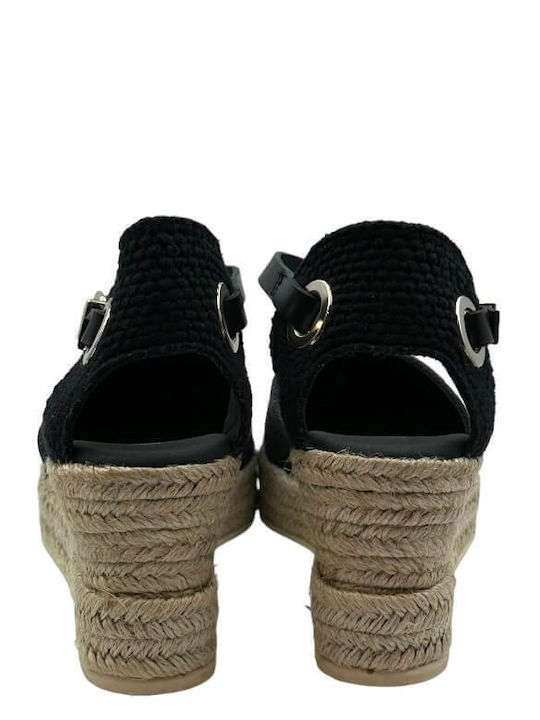 Anatomische Damenplattformen im Espadrilles-Stil Schwarz