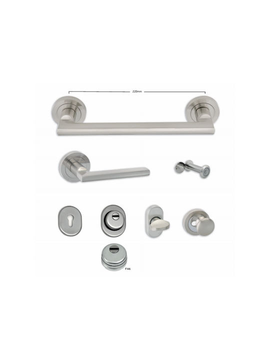 Best Design Handle Front Door Right SD102 270mm with Rosette Nickel Matt