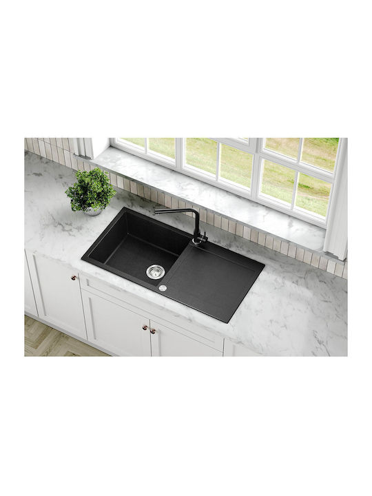 Tesa SQT103 Drop-In Küchenspüle aus Flüssigem Granit M100xB50cm Graue