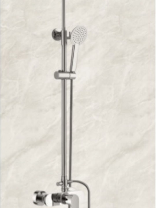 Kls Lux Adjustable Shower Column with Mixer 70-112.5cm Silver