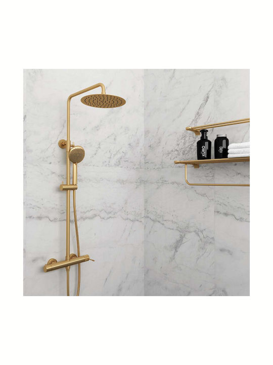 Orabella Terra Adjustable Shower Column with Mixer 88-118cm Gold