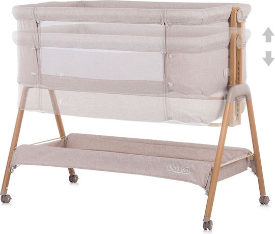 Chipolino Cradle Sweet Dreams with Mattress, Side Opening, and Wheels Mocca