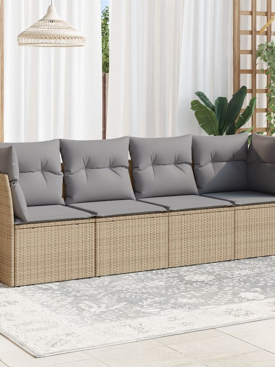 Four-Seater Sofa Outdoor Rattan with Pillows 55x55x69cm