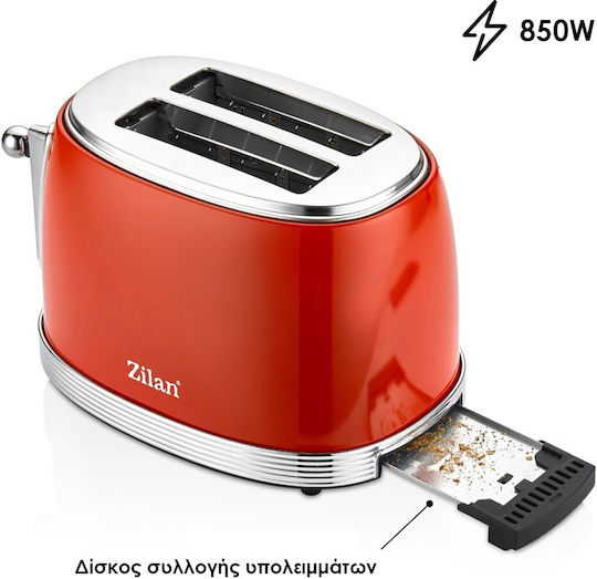 Zilan Φρυγανιέρα 2 Θέσεων 850W Κόκκινη