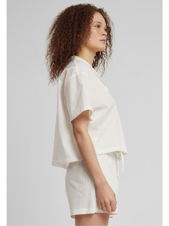 Short Sleeve Women's Cotton Shirt White