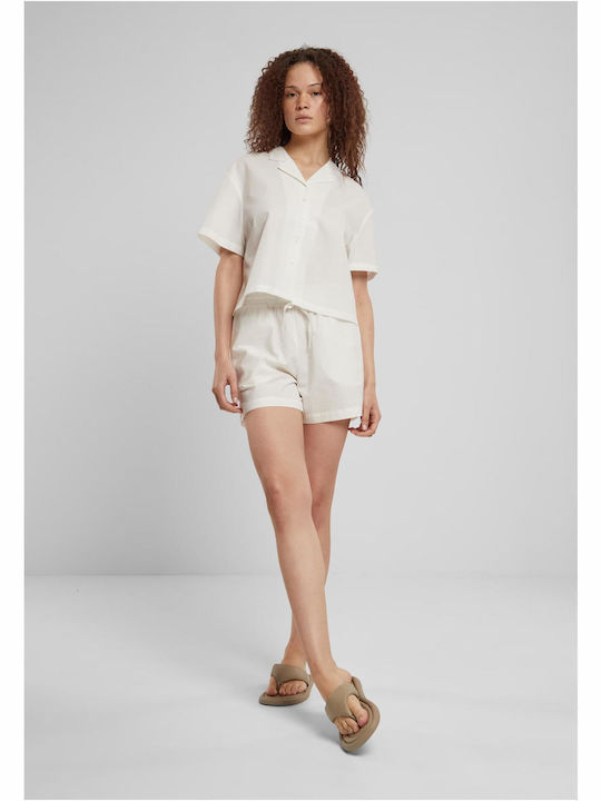 Short Sleeve Women's Cotton Shirt White