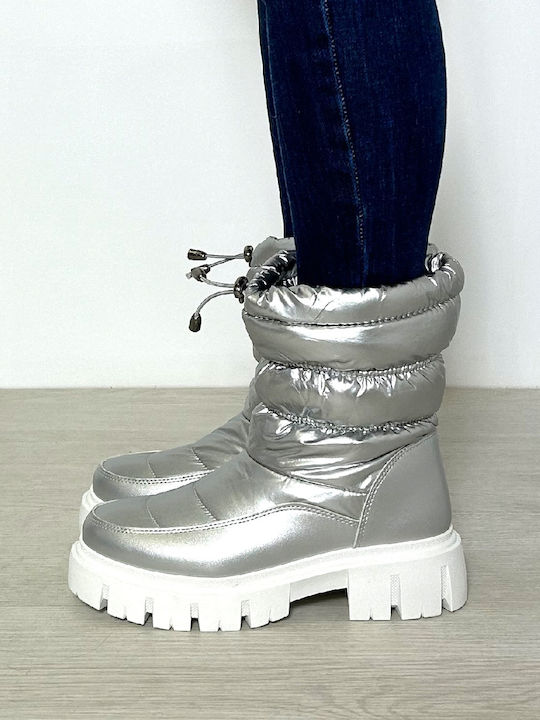 InShoes Synthetic Leather Snow Boots Silver