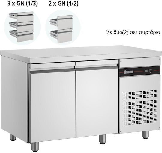 Inomak Commercial Refrigerator with 2 Doors L134.2xD70xH87.3cm
