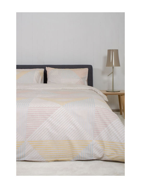 Viokarpet Bettbezug-Set Baumwolle Übergröße mit 2 Kissenbezügen 225x245 Home Nordic 853 Beige