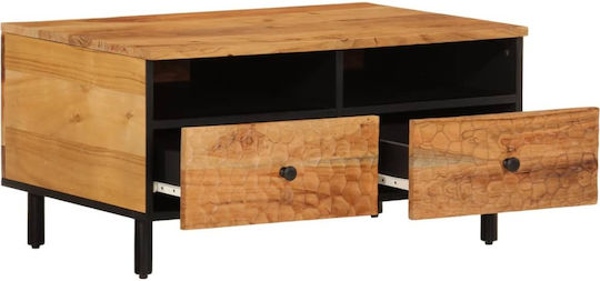 Rectangular Central Coffee Table Made of Solid Acacia Wood M80xW54xH40cm