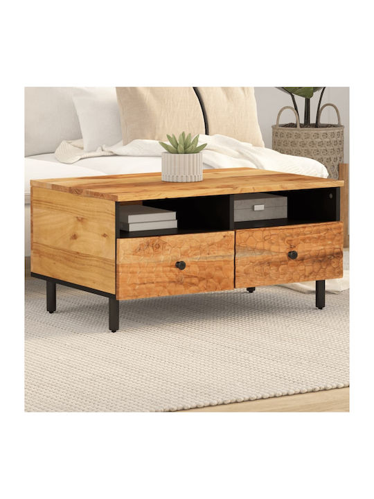 Rectangular Central Coffee Table Made of Solid Acacia Wood M80xW54xH40cm