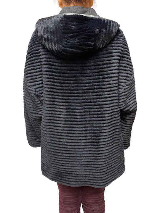 Frauen Pelz Dark Blue