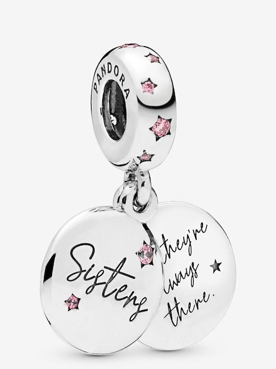 Pandora Forever Sisters Charm mit Steinen aus Silber mit Zirkon Rosa