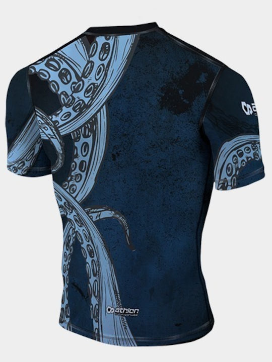 Athlon Herren Kurzärmlig T-Shirt 100-1836 für Jiu-Jitsu Blau