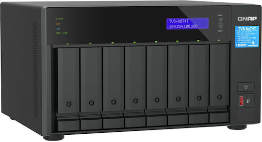 QNap NAS Tower με 8 θέσεις για HDD/M.2/SSD και 2 θύρες Ethernet (TVS-H874T-I7-32G)