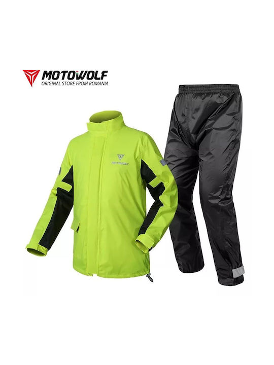 Motowolf Set impermeabil pentru pantaloni și jachetă de motocicletă pentru bărbați Green/Black