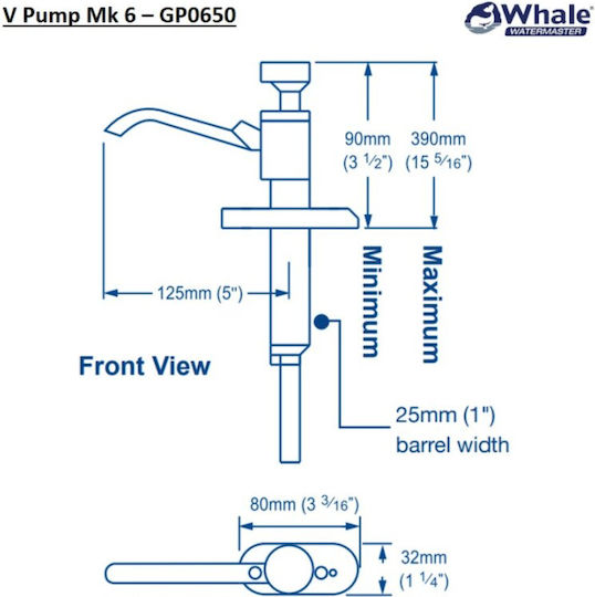 Whale Marine Robinet de barcă Manual V Mk6