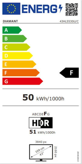 Diamant Smart Τηλεόραση 43" 4K UHD LED 43HL5530U/C HDR (2023)