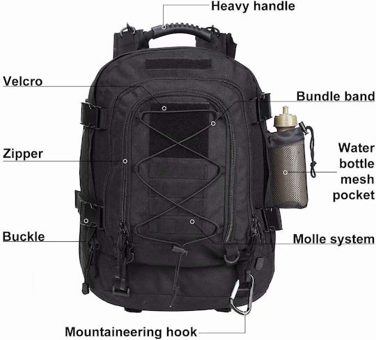 Mohicans Black Line Militärischer Rucksack Rucksack Schwarz 64Es