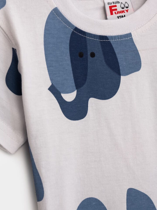 Funky Set Pentru Copii Cu Pantaloni Scurți Alb 2 Bucăți