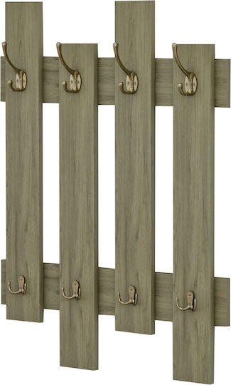 HomeMarkt Wall Hanger Wesson Wooden 16 Hooks Green 64x4x79cm