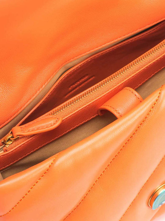 Pinko Love Classic Puff Leder Damen Tasche Crossbody Orange