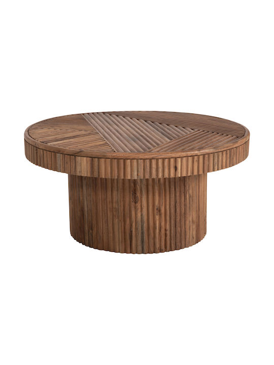 Round Central Coffee Table Ranne Made of Solid Wood Natural W80xL80xH38cm