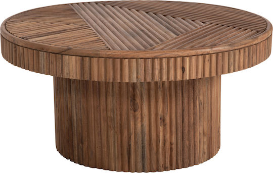 Runde Zentral Kaffeetisch Ranne aus Massivholz Natürliche M80xL80xH38cm