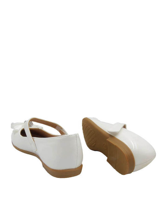 Kids Anatomic Ballerinas with Hoop & Loop Closure White