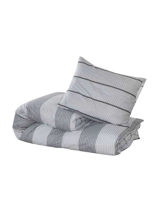 vidaXL Set Husă de Pilotă Bumbac King Size cu 2 Fețe de Pernă 260x220 Gri