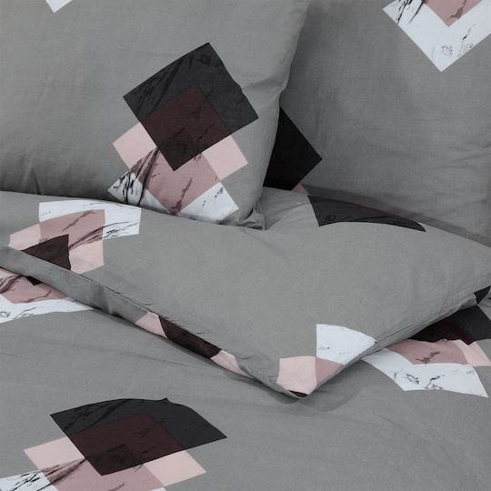 vidaXL Duvet Cover Set Cotton Single with Pillowcase 140x200 Grey