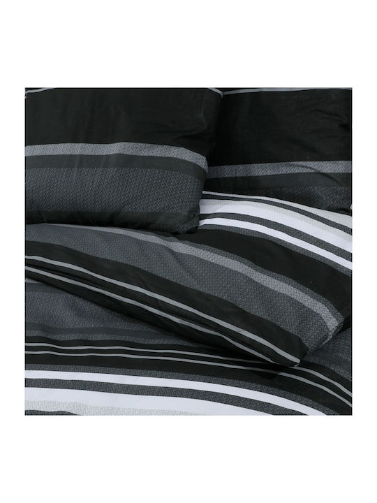vidaXL Комплект Плик за Завивка Памучен Кинг Сайз с 2 Калъфки 260x220 Black and white