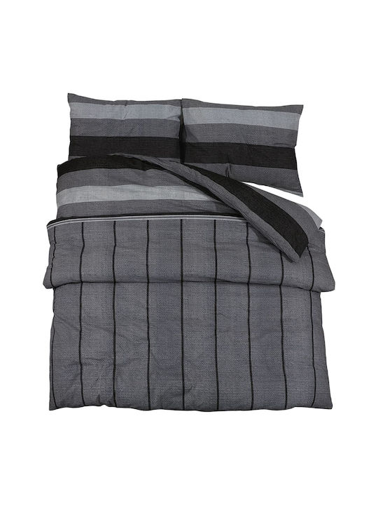 vidaXL Duvet Cover Set Cotton King with 2 Pillowcases 240x220 Dark Grey