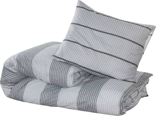 vidaXL Duvet Cover Set Cotton Queen with 2 Pillowcases 220x240 Grey