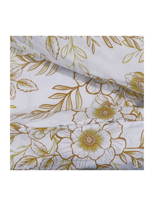 vidaXL Комплект Плик за Завивка Памучен Кинг Сайз с 2 Калъфки 260x240 White and Brown