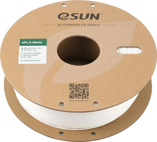 Esun Epla Matte PLA 3D Printer Filament 1.75mm Milky White 1kg ePLA-Matte-P175MW1 1τμχ (Spool)
