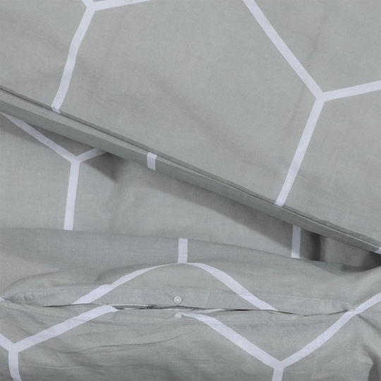 vidaXL Set Cotton Duvet Cover 140x200cm Single with Pillowcase Grey