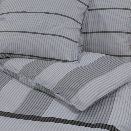 vidaXL Duvet Cover Set Cotton Queen with 2 Pillowcases 220x240 Grey