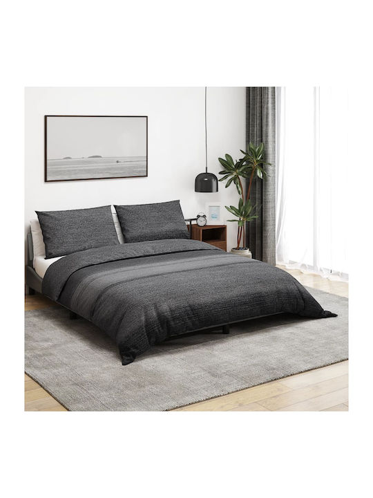 vidaXL Комплект Плик за Завивка Памучен Кинг Сайз с 2 Калъфки 260x220 Dark Grey