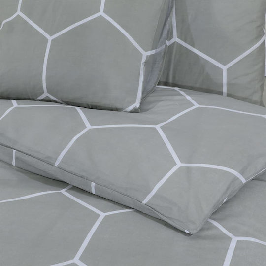 vidaXL Set Cotton Duvet Cover 140x200cm Single with Pillowcase Grey